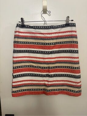 LOFT Striped A-Line Knit Skirt in Red, Black, Cream, Tan